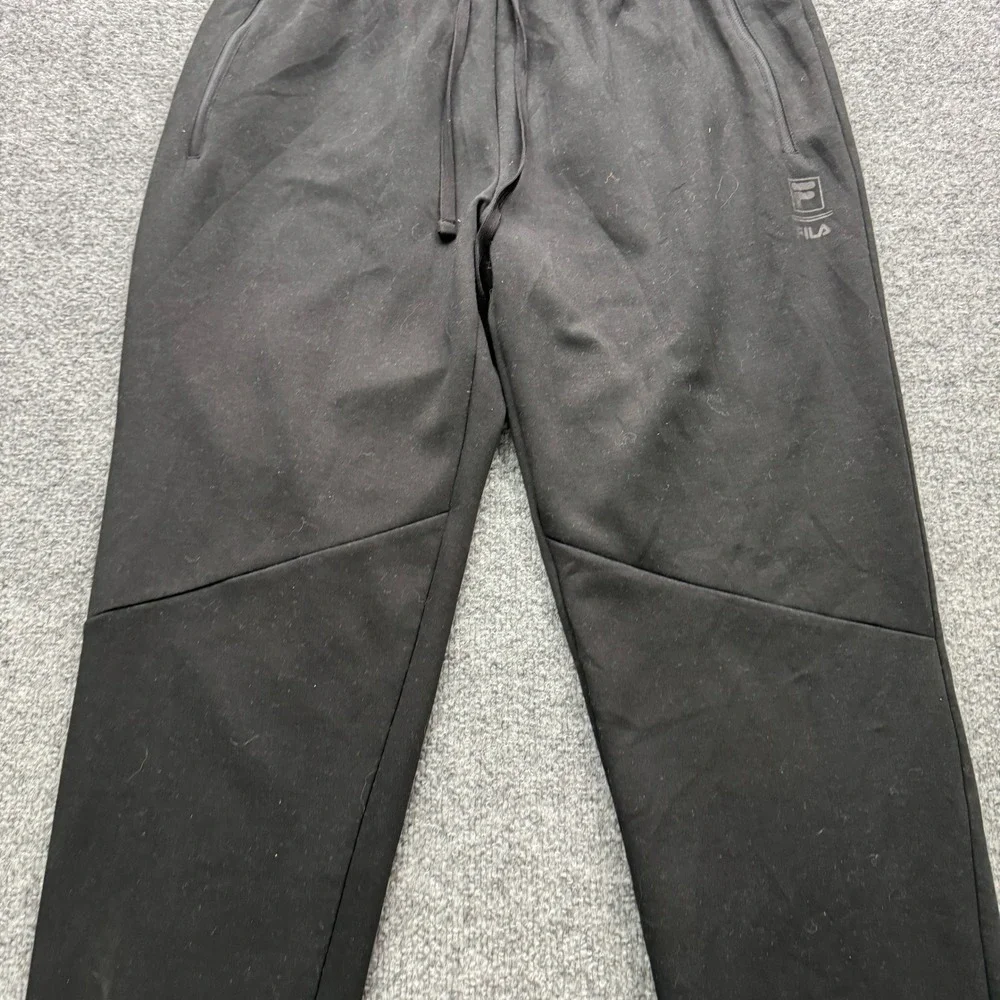Fila Sweatpants Mens Medium Black Tapered Leg Zipper Pockets Athletic Running